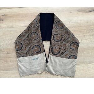 Vtg CHRISTIAN DIOR SILK WOOL PAISLEY PRINT SCARF Blue And Brown